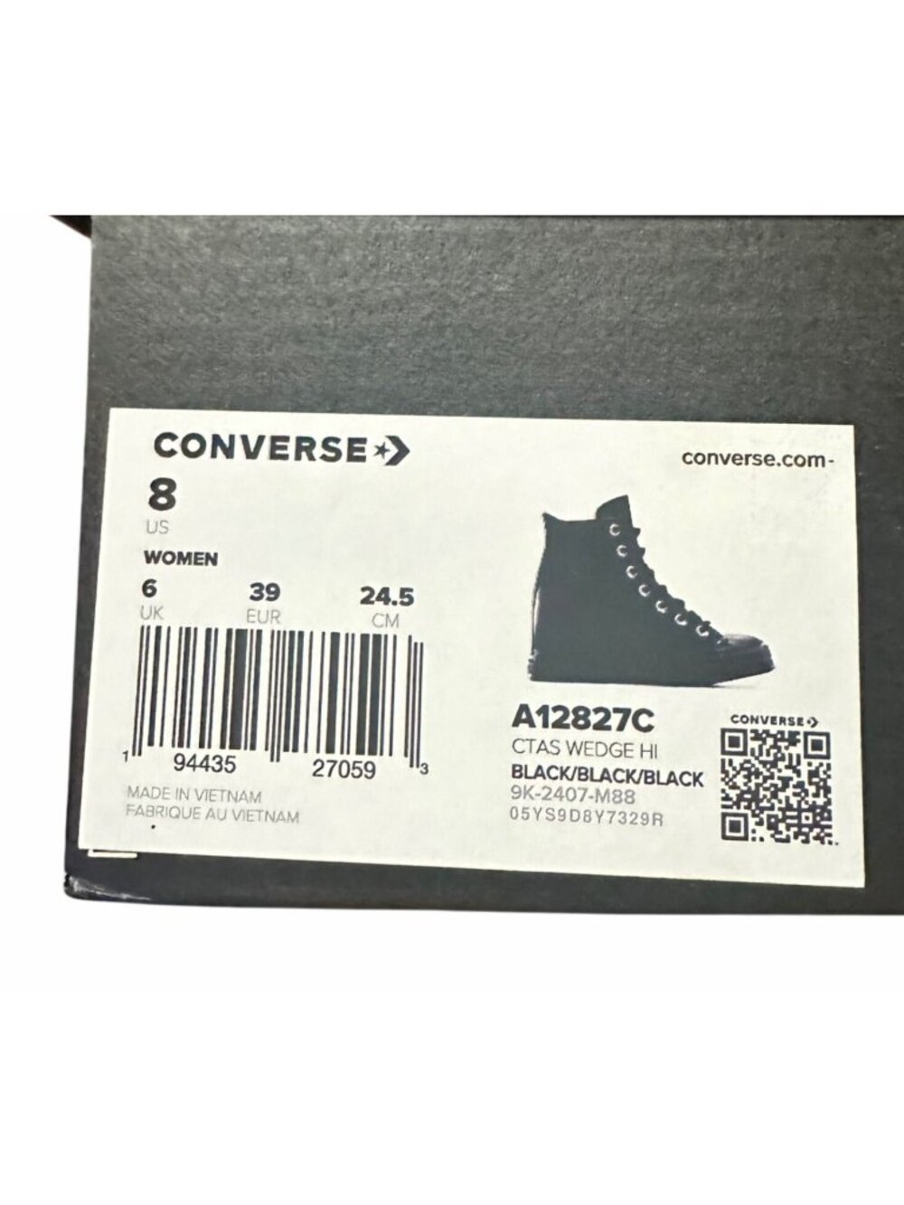 ✨Converse Chuck Taylor Wedge Platform Leather Sz 8 Women's Shoes Black A12827C - Picture 8 of 10